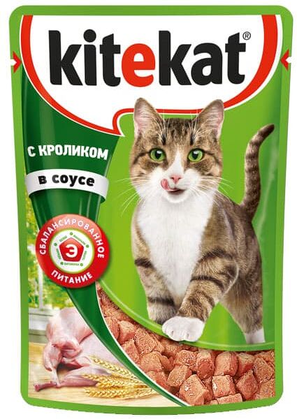 Влажный корм Kitekat для кошек с кроликом в соусе 85 г