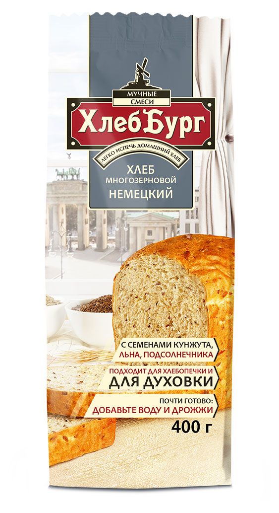 

Смесь для выпечки ХлебБург Хлеб многозерновой Немецкий 400 г