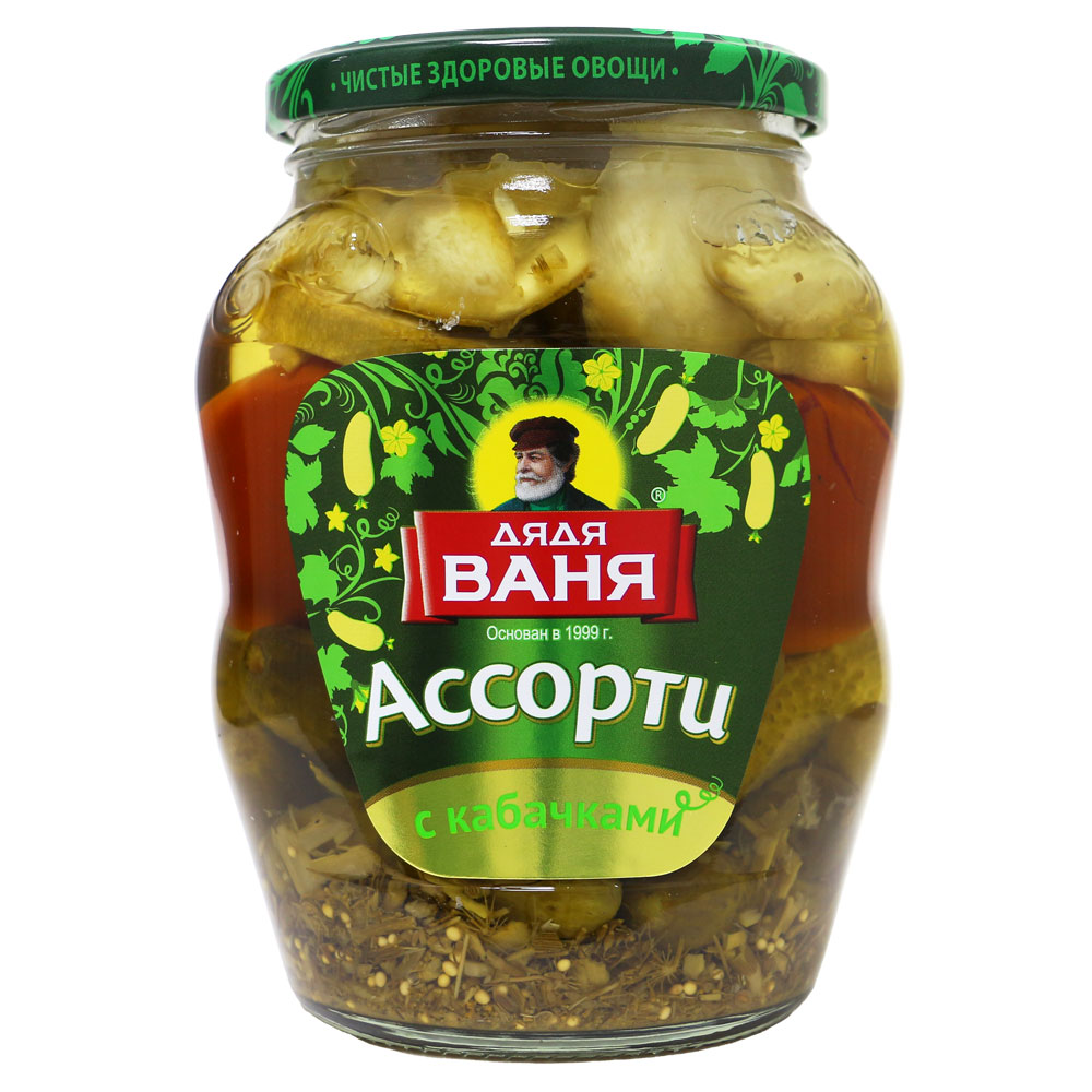 

Ассорти овощное Дядя Ваня маринованное Огурцы, томаты, кабачки 680 г