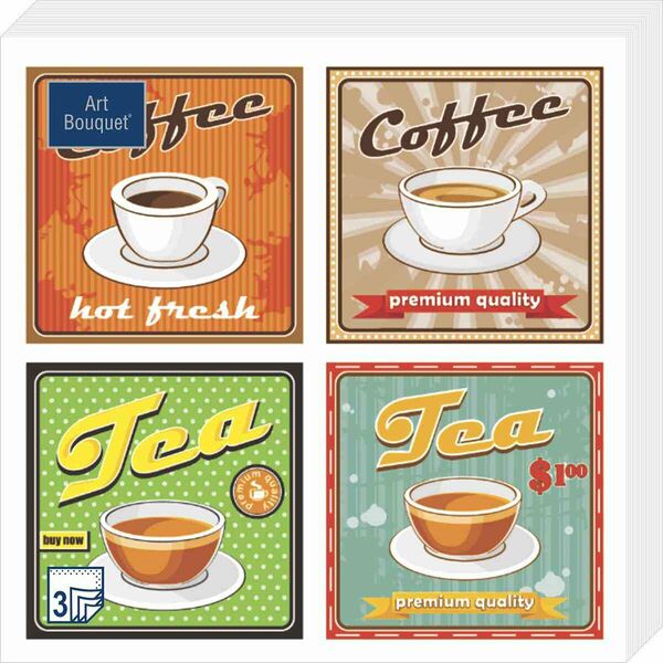 Салфетки декоративные Art Bouquet Кофе ретро 3 слоя, 33 см, 20 шт.