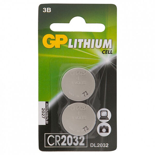 Батарейка литиевая GP Lithium дисковая CR2032, 2 шт.