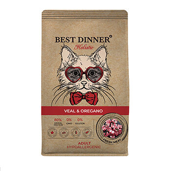 Сухой корм Best Dinner Holistic Veal & Oregano для любых кошек гипоаллергенный с телятиной и орегано 400 г