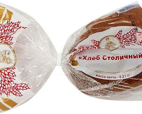 Хлеб ржано-пшеничный Краснодарский хлебозавод №6 Столичный в нарезке, половина