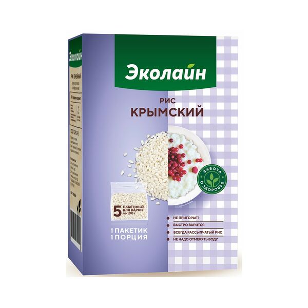 Крупа рис Крымский Эколайн new кругл фас 5х100г