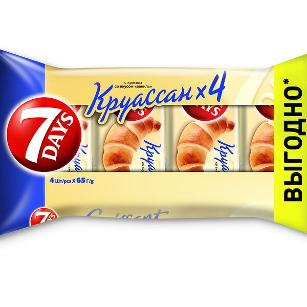 Круассан 7DAYS с кремом со вкусом ваниль 3+1 (65 г х 4 шт)