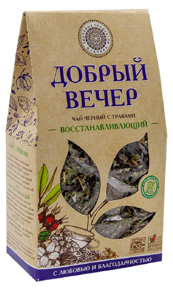 

Чай черный Фабрика здоровых продуктов Добрый вечер Восстанавливающий, 75 г