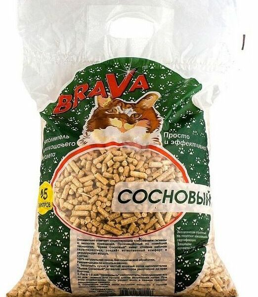 Наполнитель для кошачьего туалета Brava Сосновый впитывающий 15 л