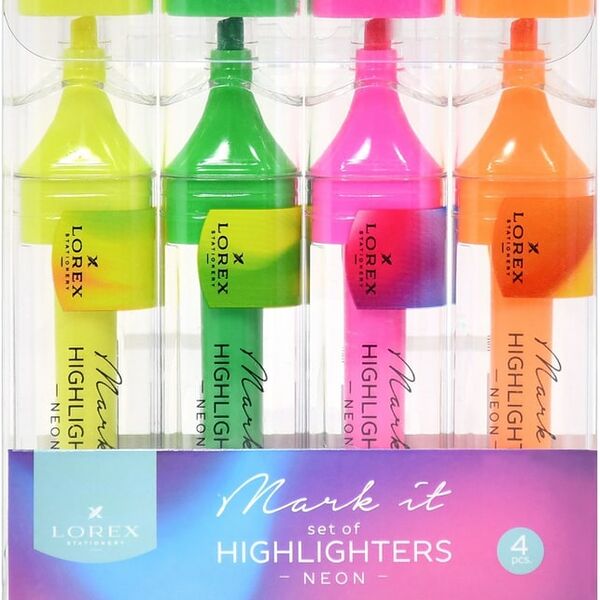 Набор текстовых маркеров Lorex Mark it Neon 1-5мм 4шт