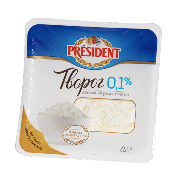 Творог President домашний рассыпчатый 0.1% 450 г