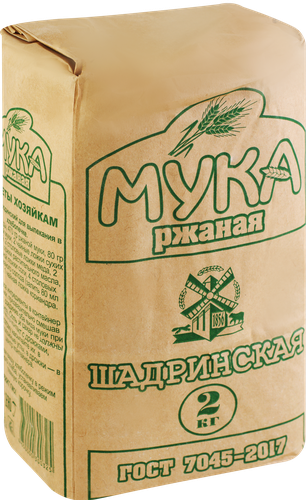 

Мука Шадринская ржаная обдирная, первый сорт 2 кг