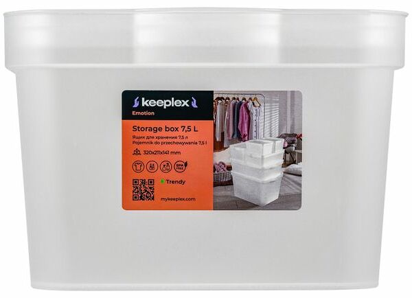 Ящик для хранения Keeplex Trendy матовый кристалл 32х21.1х14.1 см, 7,5 л