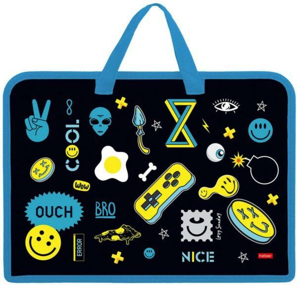 Папка для тетрадей А4 1 отделение с ручками Hatber Стикеры, 245×340×35 мм