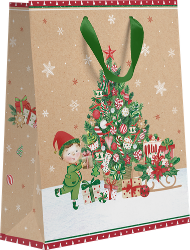 Пакет подарочный Snow крафт, 32х26,5х12,5см, Арт. KLT, в ассортименте 