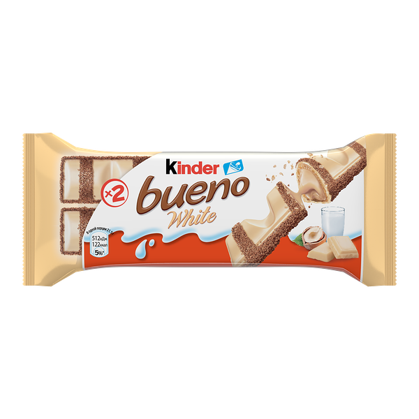 Вафли покрытые белым шоколадом Kinder Bueno White с молочно-ореховой начинкой, 39 г