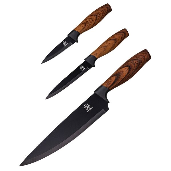 Набор ножей Дерево, 3 шт, дерево/сталь/пластик