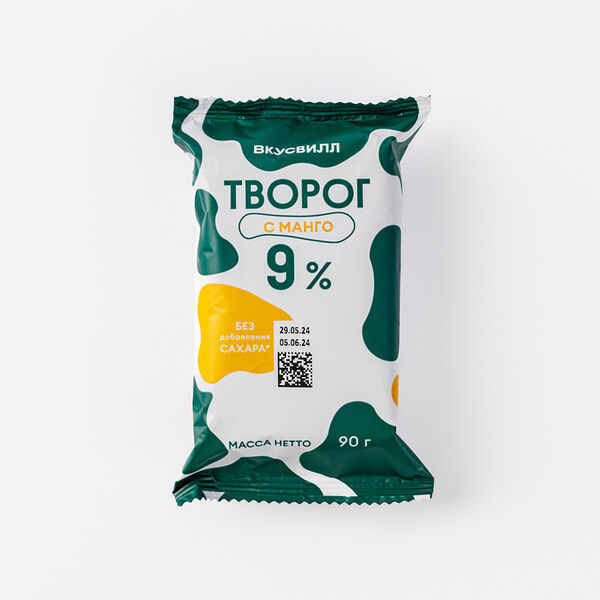 Творог ВкусВилл с манго (без доб. сахара) 9%