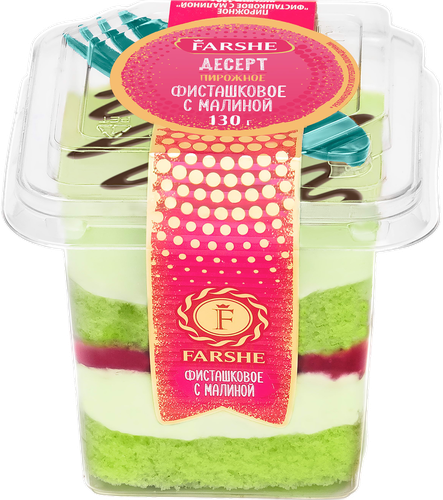 

Пирожное Farshe фисташковое с малиной 130 г