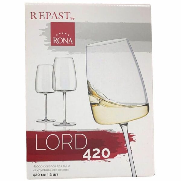 Набор бокалов для вина Rona Lord из хрустального стекла, 420мл
