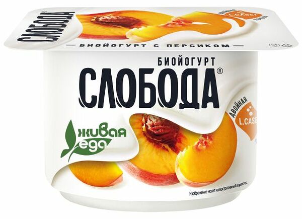 Биойогурт Слобода персик 2.9%, 125 г