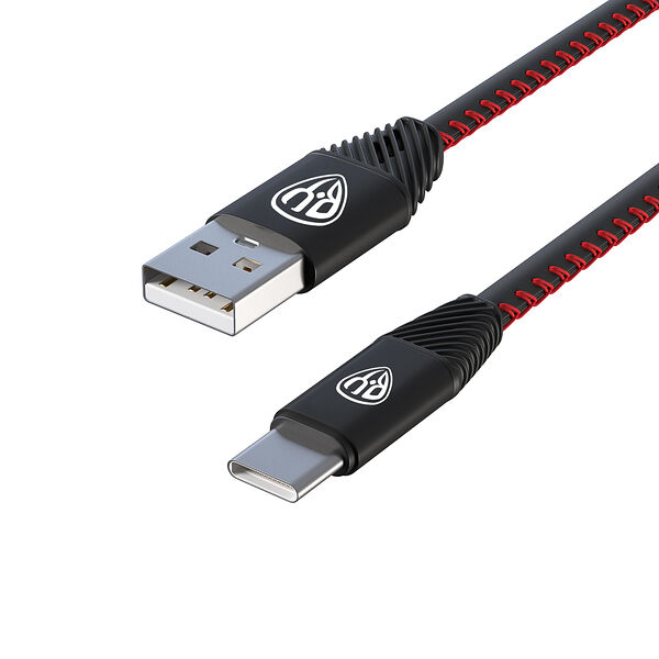 BY Кабель для зарядки Премиум Type-C 1м 2А кожаная оплётка черный