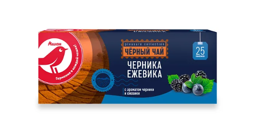 Чай черный АШАН Красная птица черника-ежевика, 25х2 г