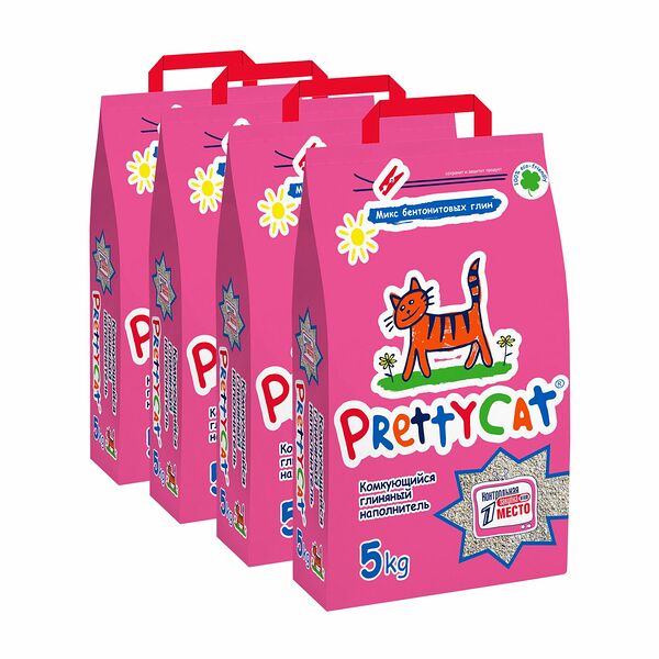 Наполнитель для кошачьего туалета PRETTYCAT Euro Mix бентонитовый комкующийся 5 кг (упаковка - 4 шт)