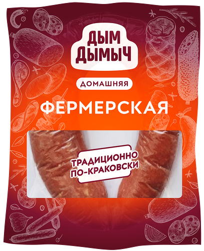 Колбаса полукопченая Дым Дымыч Домашняя Фермерская, 330г