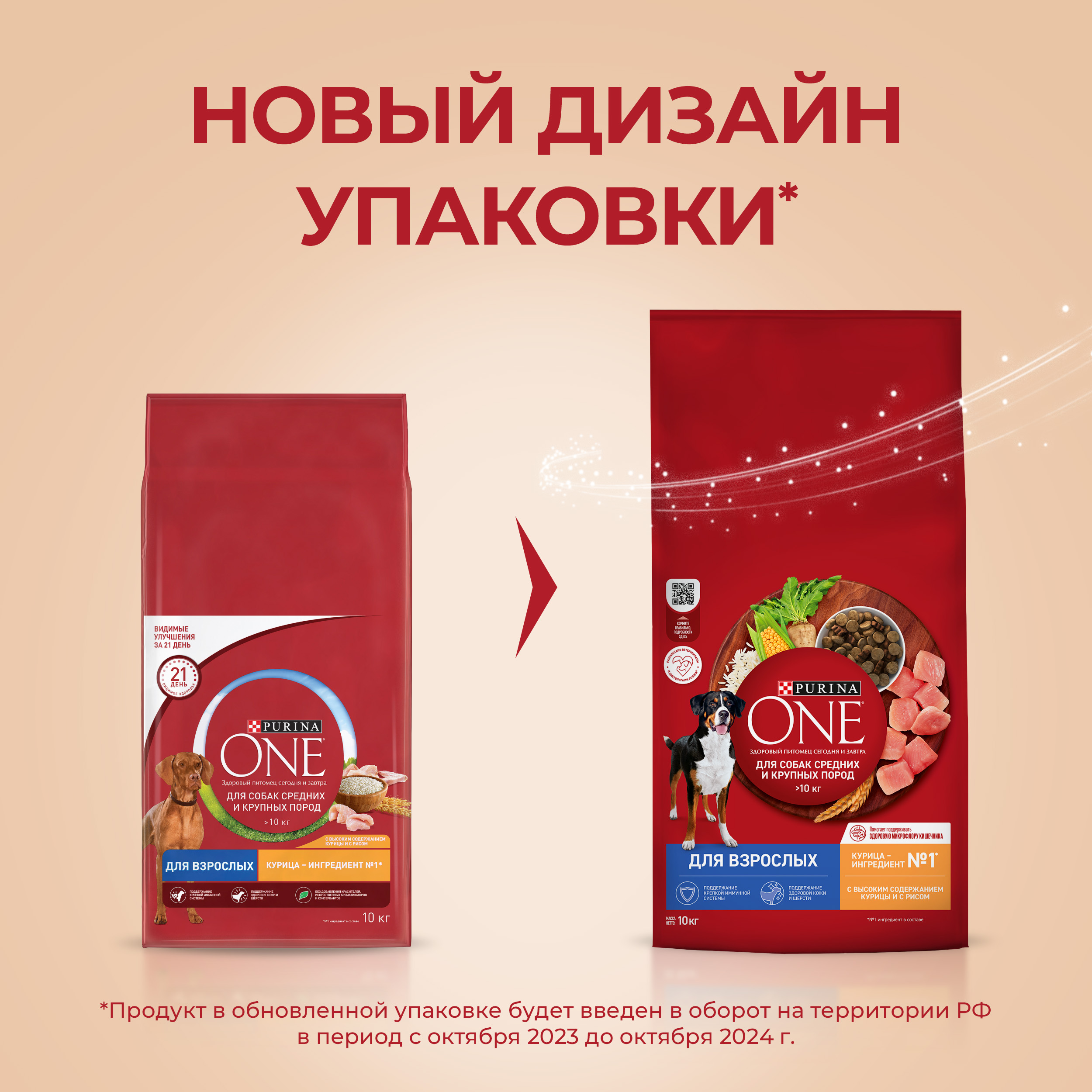 

Сухой корм Purina One для взрослых собак средних и крупных пород, с высоким содержанием курицы и рисом Пакет 10 кг