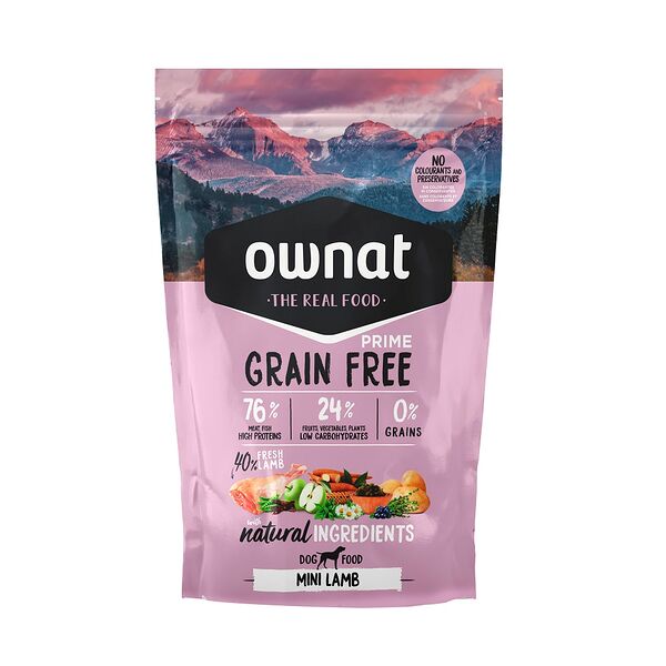 Mini Grain Free сухой корм Ownat для собак мелких пород беззерновой с ягненком, 400 гр.