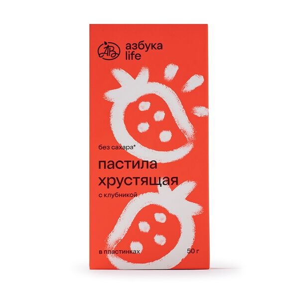 Пастила с клубникой хрустящая в пластинках, «Азбука Life», 50 г