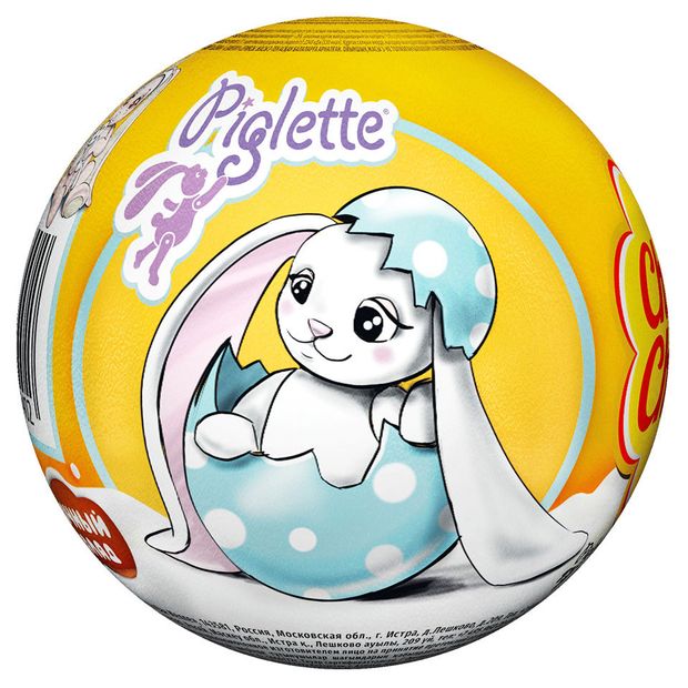

Шоколадный шар Chupa Chups с игрушкой в ассортименте внутри Зайки Piglette 20 г