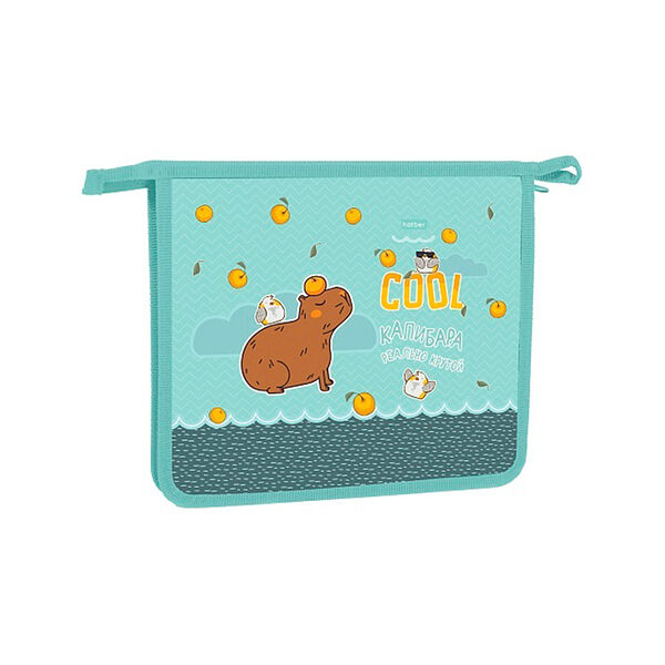 Папка для тетрадей пластик А5ф Hatber Реально крутой Капибара 1 отд 205х240х40мм на молниив индив упак AMc_01006
