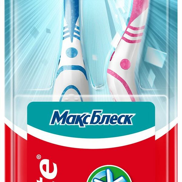 Зубная щетка Colgate МаксБлеск, средней жесткости, 2 шт.