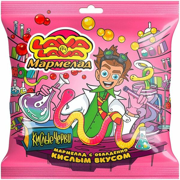 Мармелад Lava Lava черви жевательный в сахарно-кислой обсыпке, 50г