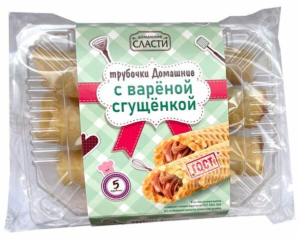Трубочки вафельные Домашние Сласти с вареной сгущенкой 170г