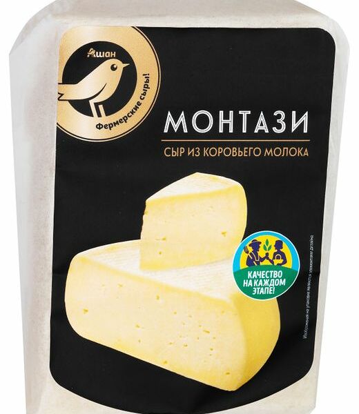 Сыр твердый Монтази АШАН Золотая Птица 45% БЗМЖ 190 г