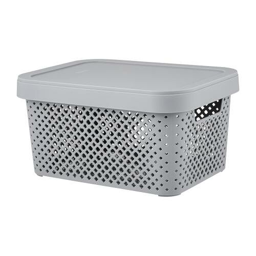 Корзинка для хранения Plast Team с крышкой Stockholm, серая, 5 л