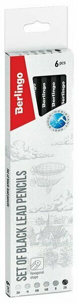 Карандаши чернографитные BERLINGO Sketch pencil, 2H-2B, Арт. 363750, 6шт