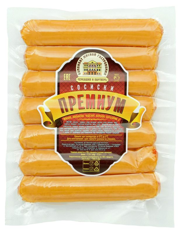 

Сосиски Черкашин и ПартнерЪ Премиум вареные категории А 400 г