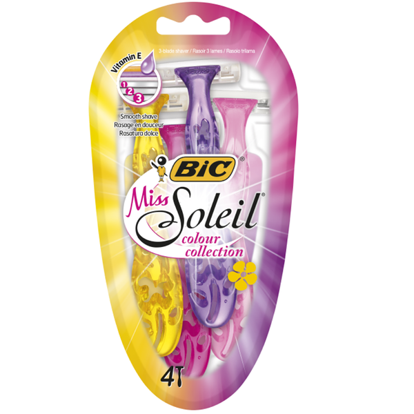 Бритва Bic Miss Soleil Colour Collection одноразовая три лезвия 4 штуки