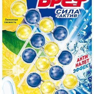 Блок для унитаза BREF Сила-Актив Лимонная свежесть-Океанический бриз, 4 × 50г