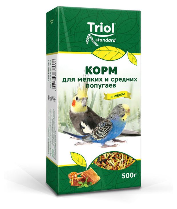 

Корм для мелких и средних попугаев Triol сухой с мёдом 500 г