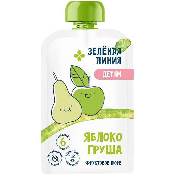 Пюре Зелёная Линия из груш и яблок с 5 мес. 90г