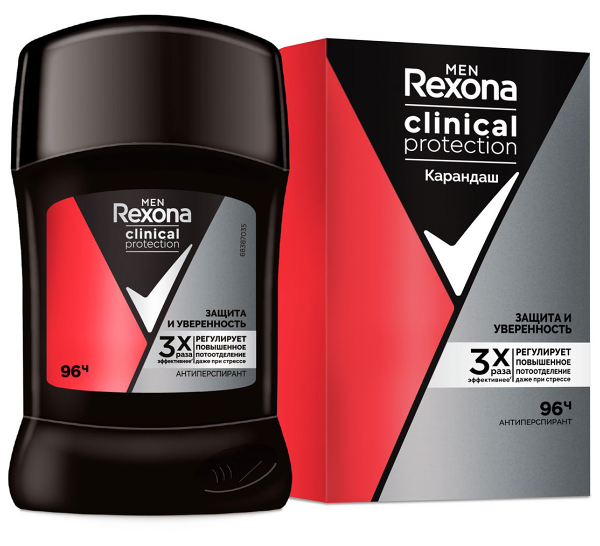 Антиперспирант-крем мужской REXONA Men Clinical Protection Защита и уверенность