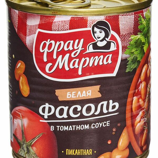 Фасоль Фрау Марта белая в томатном соусе 310г
