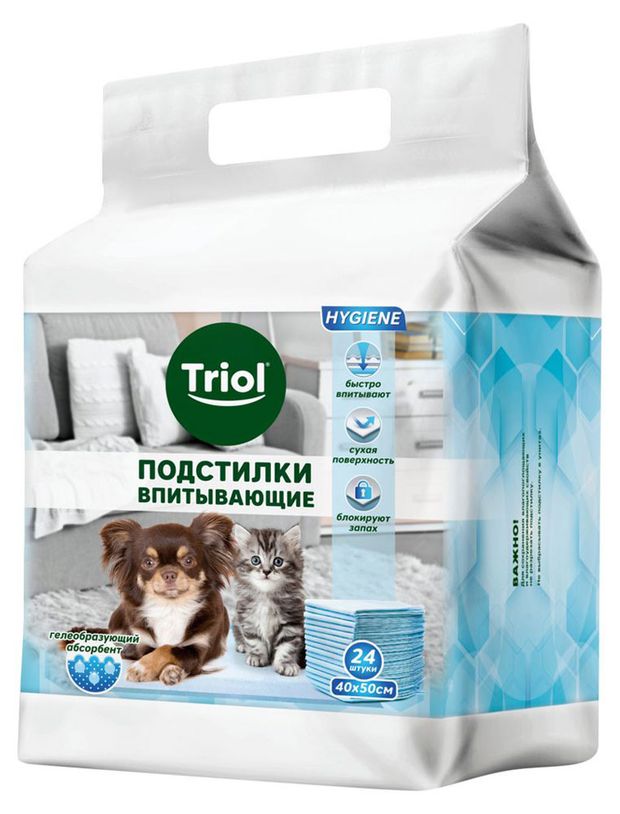 

Подстилки для животных Triol впитывающие 40х50 см 24 шт.