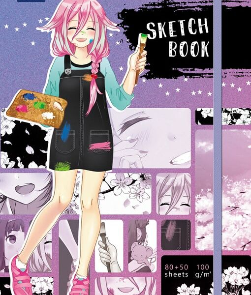 Тетрадь Hatber Premium SketchBook Девочка Манга 80+50л А5