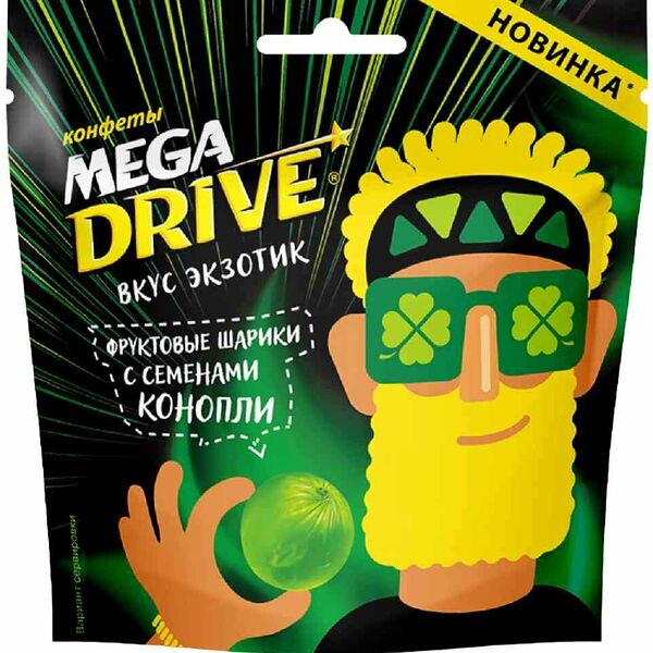 Конфеты желейные Mega Drive вкус Экзотик с семенами конопли