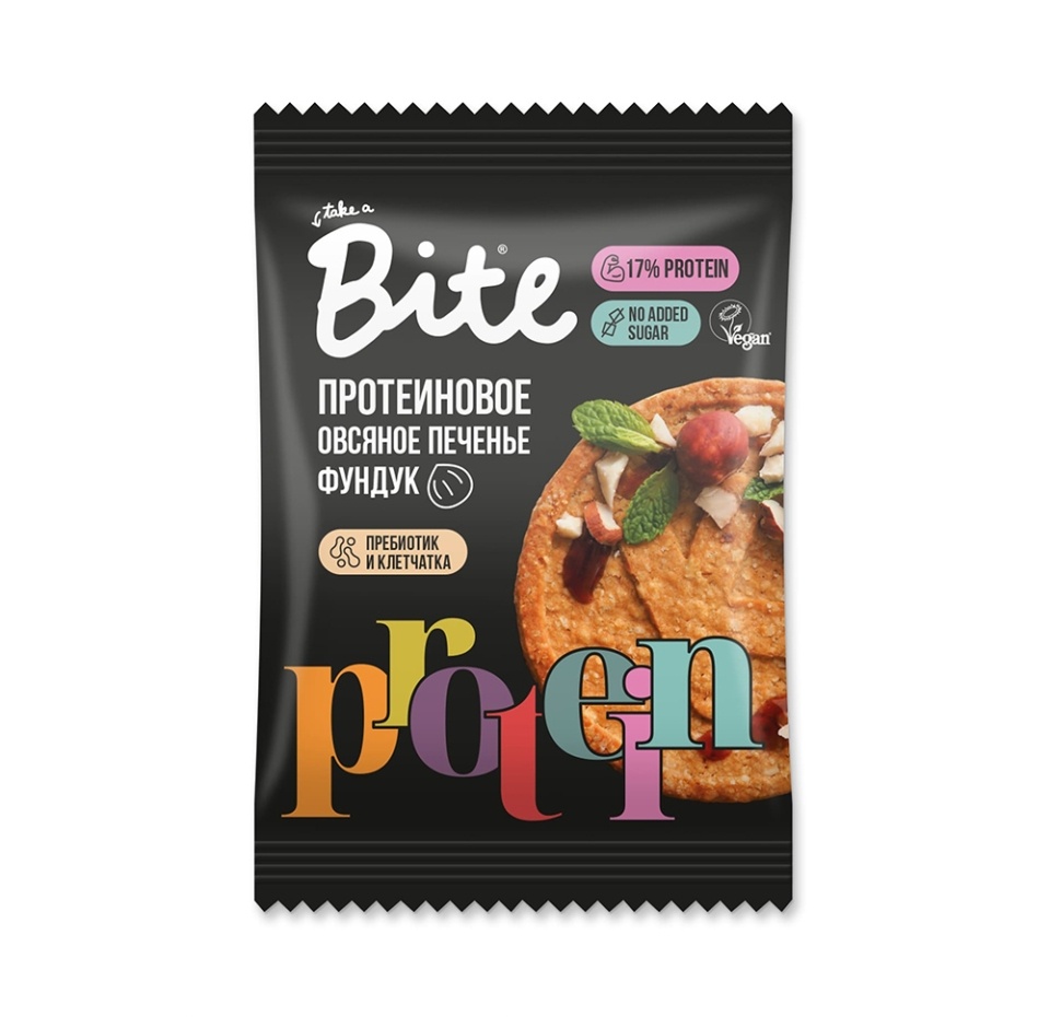 

Печенье Take A Bite овсяное протеиновое с фундуком 69 г