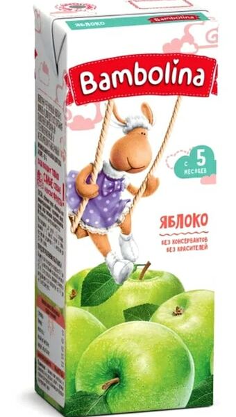 Сок Bambolina яблочный осветленный от 5 месяцев 200мл
